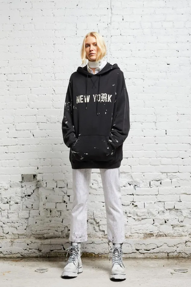 R13 NEW YORK HOODIE 8211 ACID BLACK Women R13 Tops