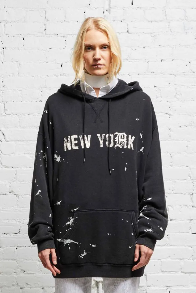R13 NEW YORK HOODIE 8211 ACID BLACK Women R13 Tops