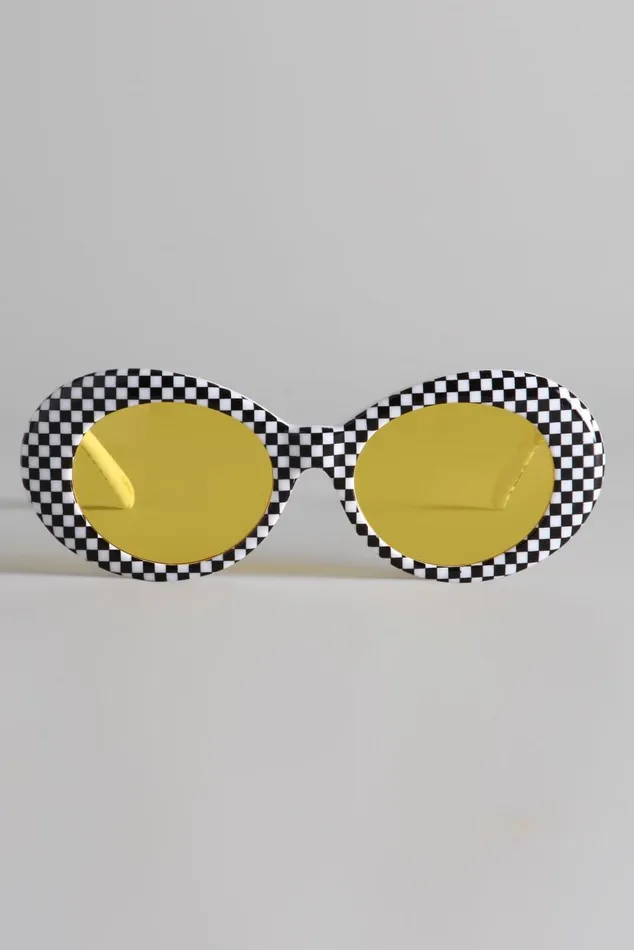 R13 SUNGLASSES 8211 CHECKER AND YELLOW Women R13 Accessories