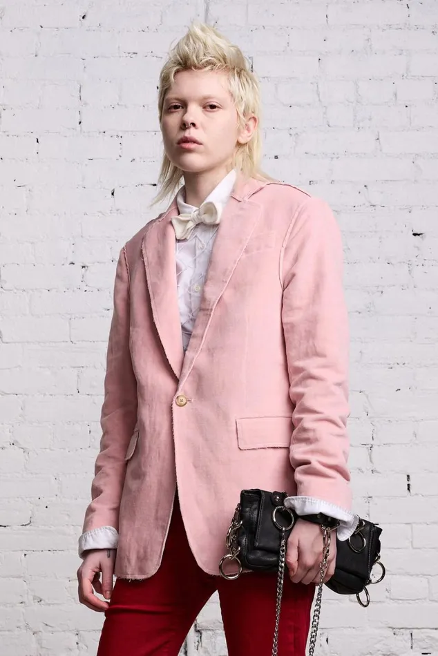 RAW CUT SHRUNKEN BLAZER 8211 PINK VELVET Women R13 Jackets and Coats