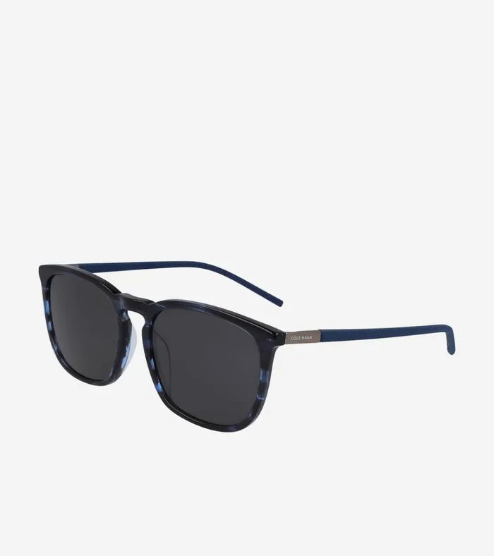 Rectangle Flex HornRimmed Sunglasses Blue Horn MenWomen Cole Haan Sunglasses