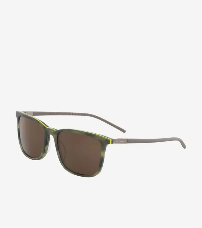 Rectangle Flex HornRimmed Sunglasses Olive Horn MenWomen Cole Haan Sunglasses