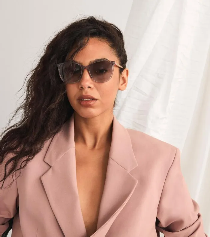 Rectangle Flex HornRimmed Sunglasses Taupe Horn Women Cole Haan Sunglasses