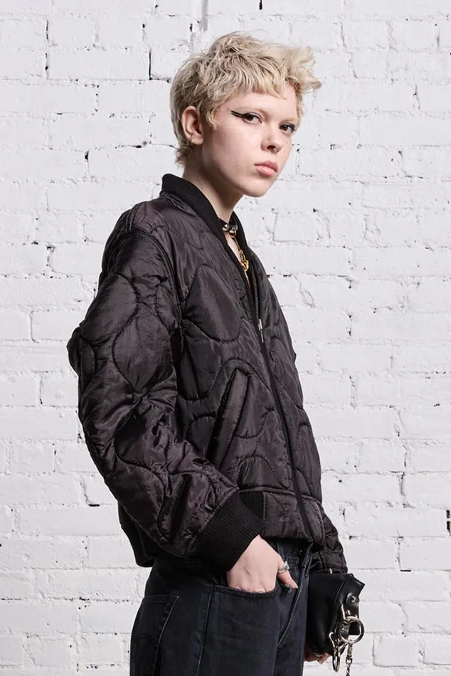 REFURBISHED LINER BOMBER 8211 BLACK OVERDYE Women R13 Jackets and Coats