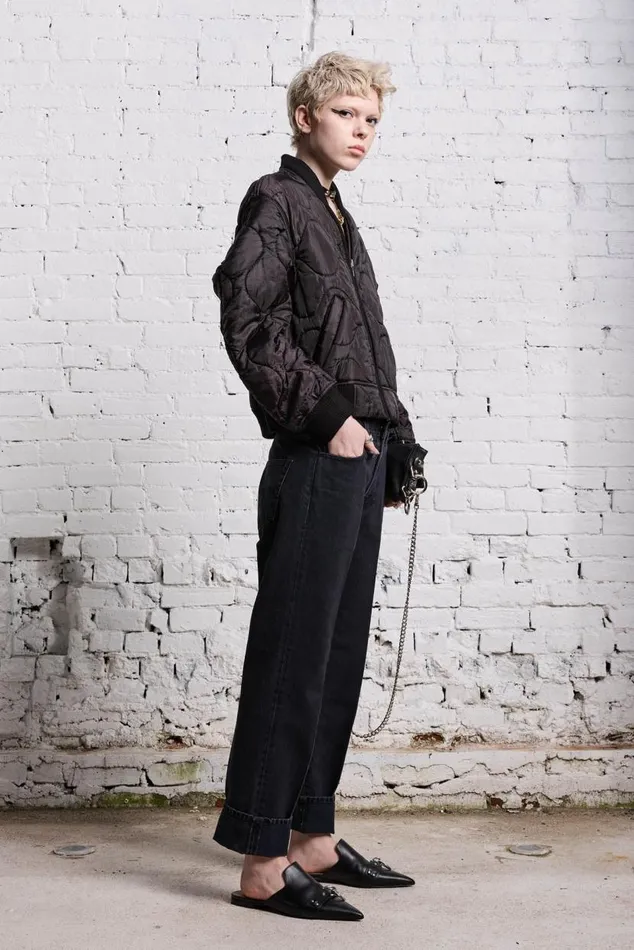 REFURBISHED LINER BOMBER 8211 BLACK OVERDYE Women R13 Jackets and Coats