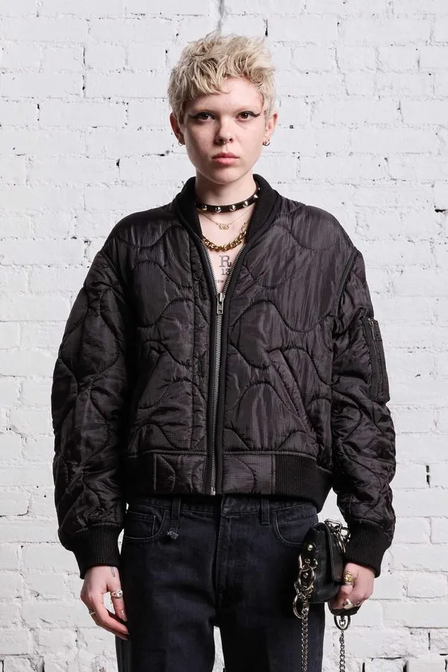 REFURBISHED LINER BOMBER 8211 BLACK OVERDYE Women R13 Jackets and Coats