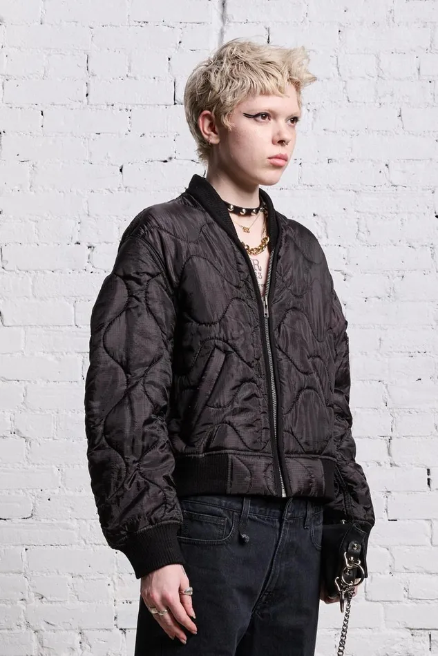 REFURBISHED LINER BOMBER 8211 BLACK OVERDYE Women R13 Jackets and Coats