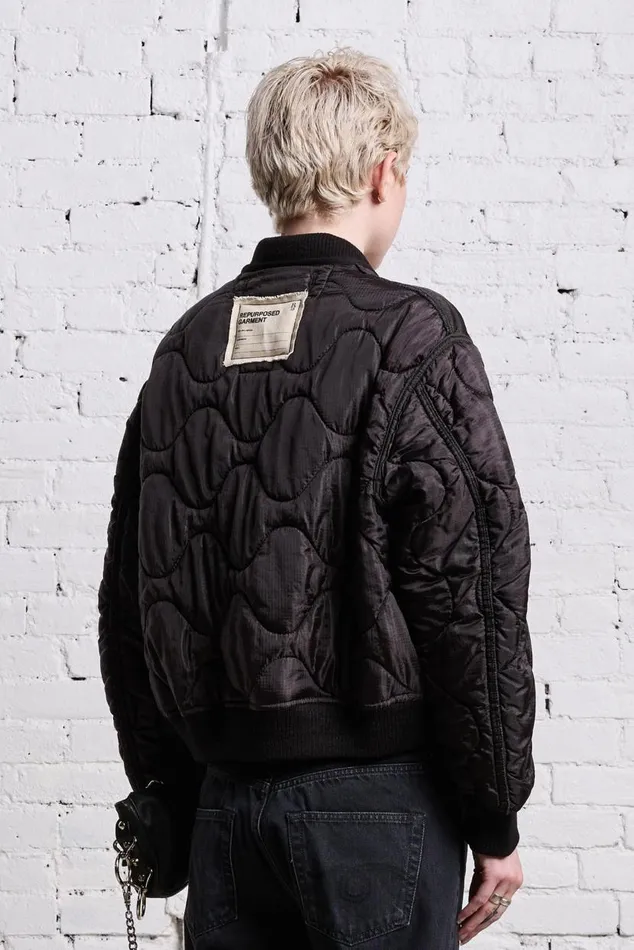 REFURBISHED LINER BOMBER 8211 BLACK OVERDYE Women R13 Jackets and Coats
