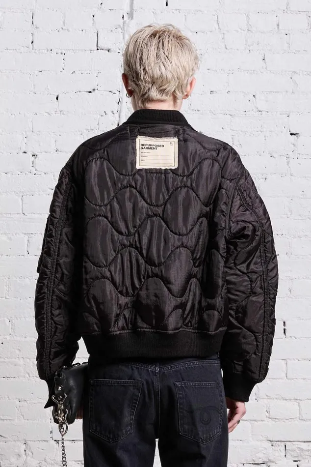REFURBISHED LINER BOMBER 8211 BLACK OVERDYE Women R13 Jackets and Coats