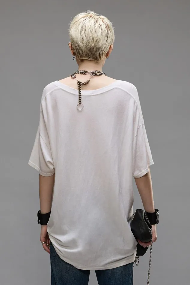 RELAXED CASHMERE VNECK 8211 WHITE Women R13 TShirts