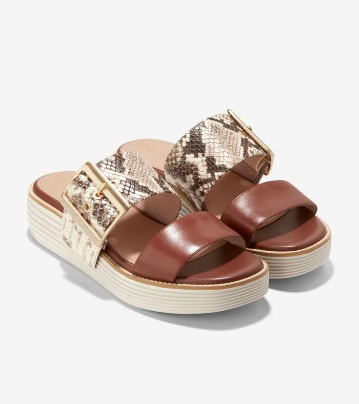 riginalGrand Platform Slides Sandollar Snake Printcuoio Brownivory Women Cole Haan Sandals