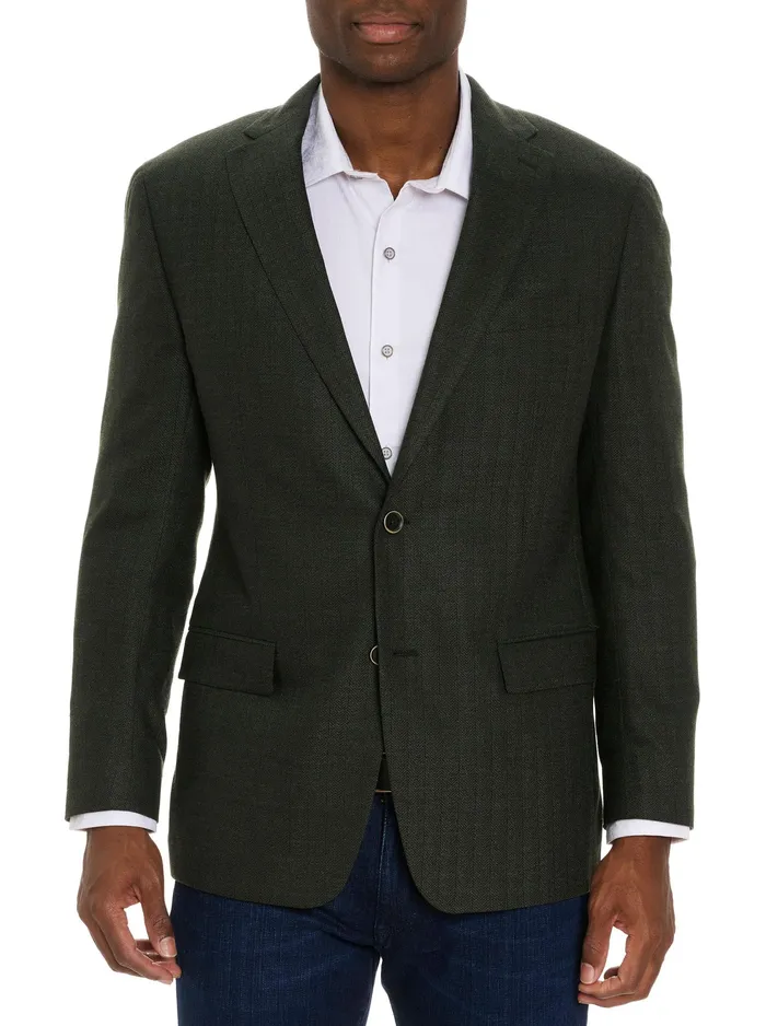 Robert Graham Blazers Men SOLID HERRINGBONE BLAZER Green