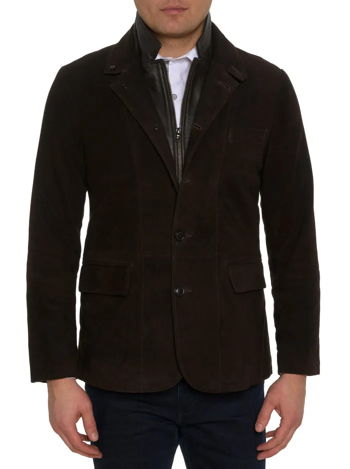 Robert Graham Blazers Men UPTOWN XVII LEATHER BLAZER Dark Brown