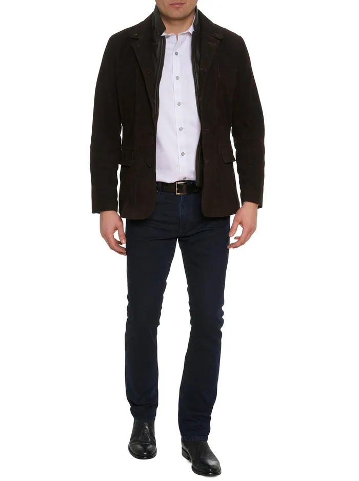 Robert Graham Blazers Men UPTOWN XVII LEATHER BLAZER Dark Brown