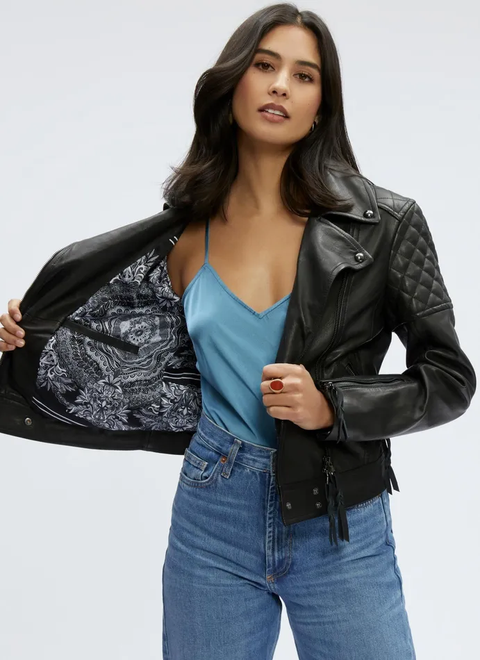 Robert Graham Jackets Women MONROE LEATHER JACKET Black