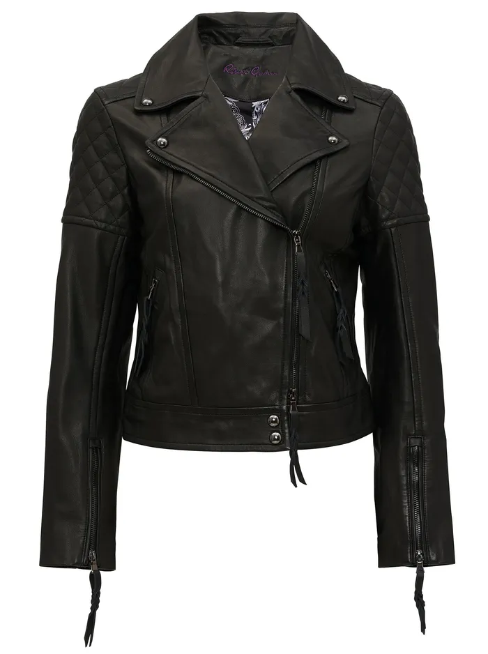 Robert Graham Jackets Women MONROE LEATHER JACKET Black