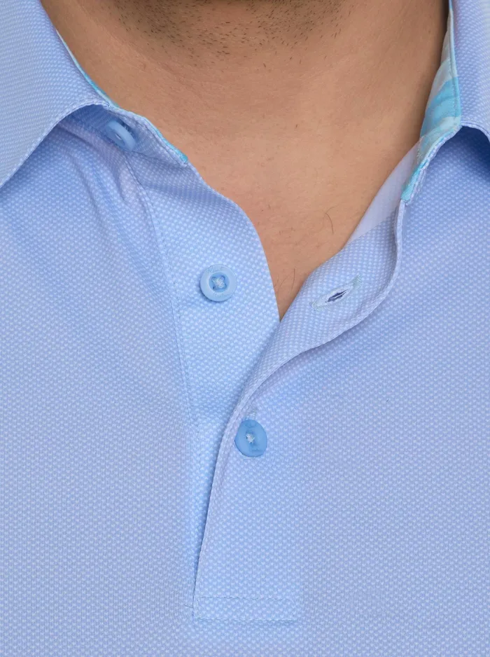 Robert Graham Long Sleeve Button Down Shirts Men ALASTOR LONG SLEEVE PERFORMANCE POLO Light Blue