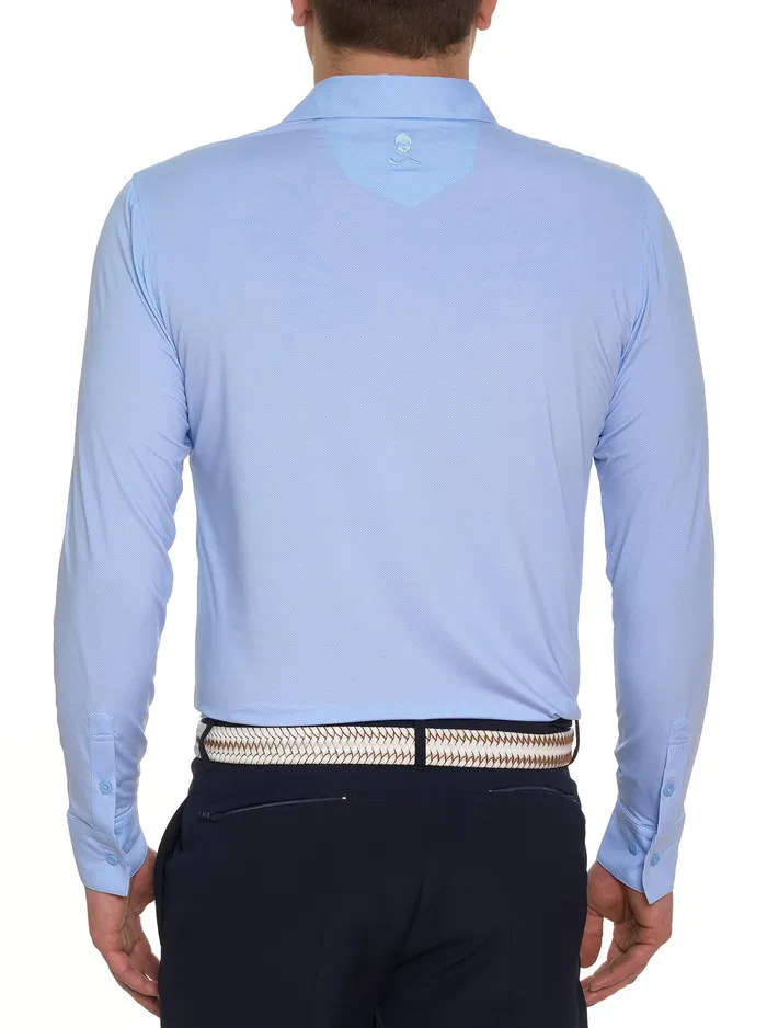 Robert Graham Long Sleeve Button Down Shirts Men ALASTOR LONG SLEEVE PERFORMANCE POLO Light Blue