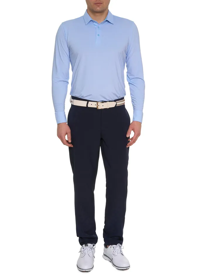 Robert Graham Long Sleeve Button Down Shirts Men ALASTOR LONG SLEEVE PERFORMANCE POLO Light Blue