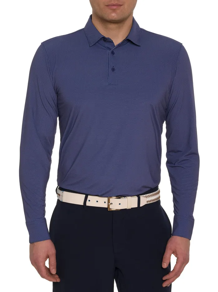 Robert Graham Long Sleeve Button Down Shirts Men ALASTOR LONG SLEEVE PERFORMANCE POLO Light Blue