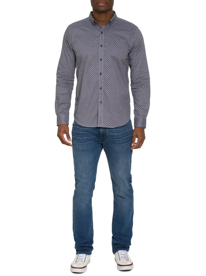 Robert Graham Long Sleeve Button Down Shirts Men BARESE LONG SLEEVE BUTTON DOWN SHIRT Grey