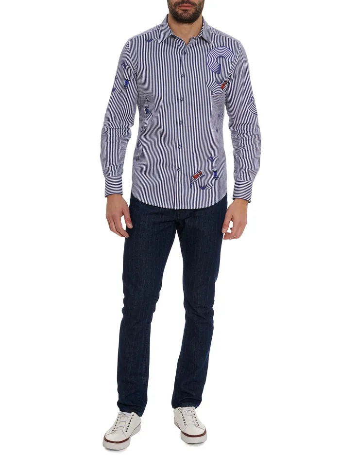 Robert Graham Long Sleeve Button Down Shirts Men CHICANE LONG SLEEVE BUTTON DOWN SHIRT White