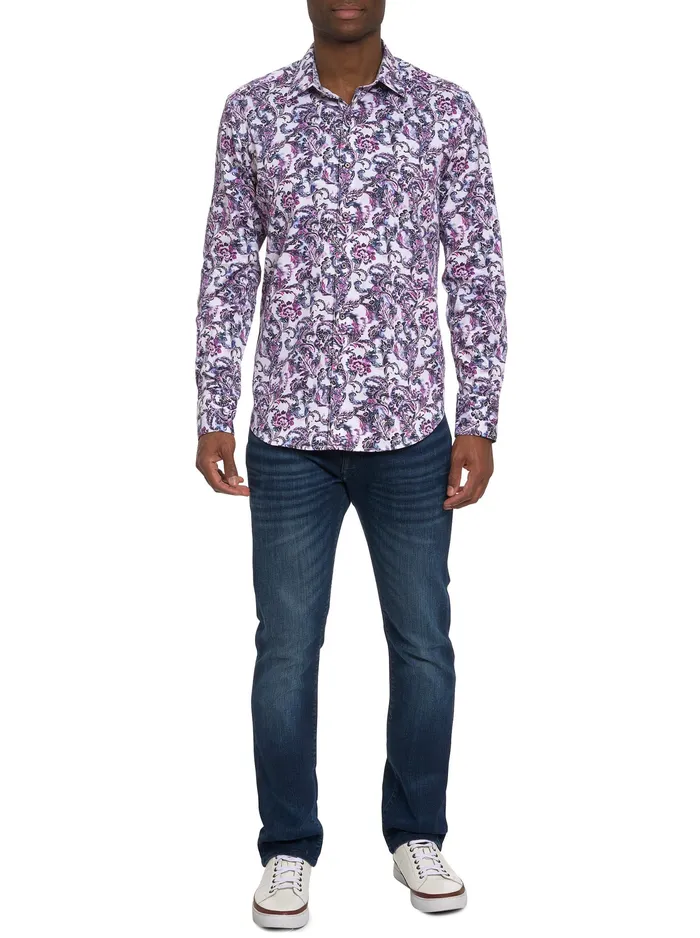 Robert Graham Long Sleeve Button Down Shirts Men CICCIO LONG SLEEVE BUTTON DOWN SHIRT BIG Wine