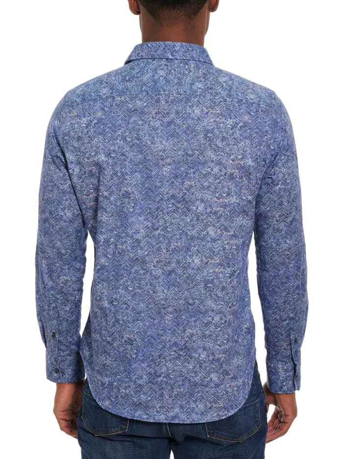 Robert Graham Long Sleeve Button Down Shirts Men COSMIC WAVE LONG SLEEVE BUTTON DOWN SHIRT Blue