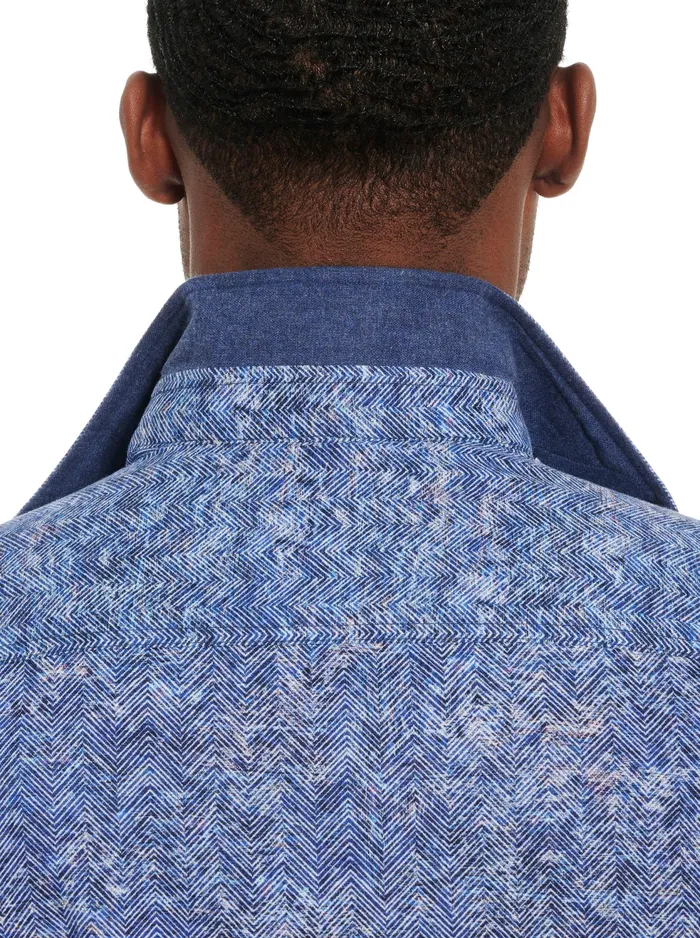 Robert Graham Long Sleeve Button Down Shirts Men COSMIC WAVE LONG SLEEVE BUTTON DOWN SHIRT Blue