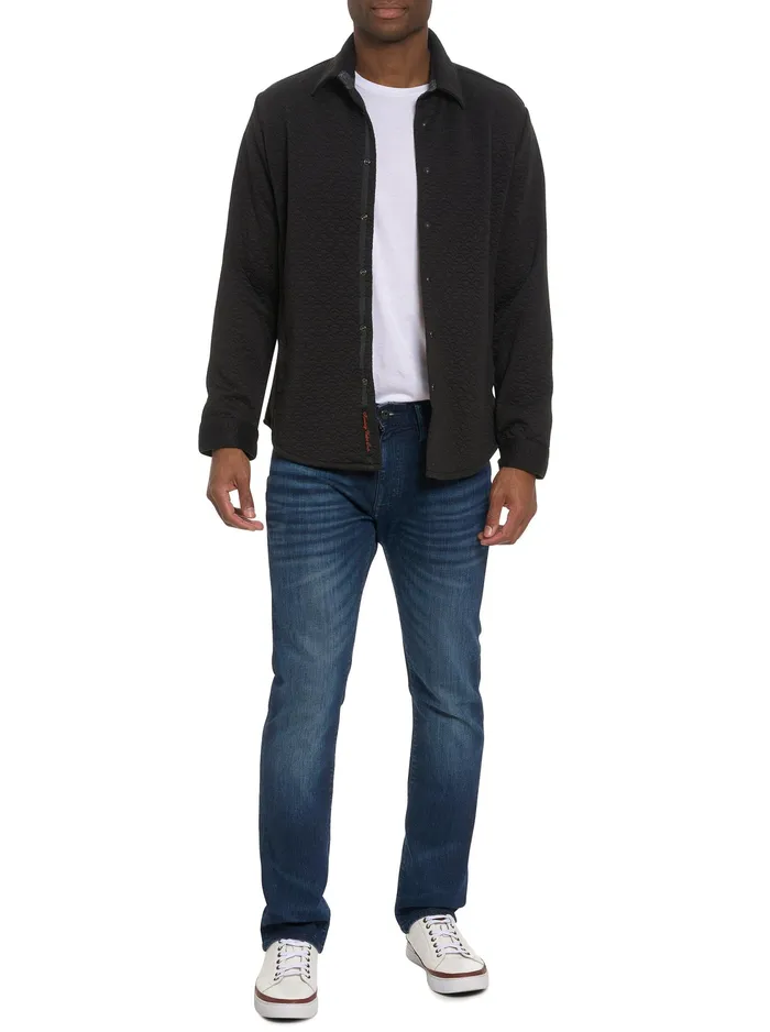 Robert Graham Long Sleeve Button Down Shirts Men DOWNEY LONG SLEEVE KNIT SHIRT Black