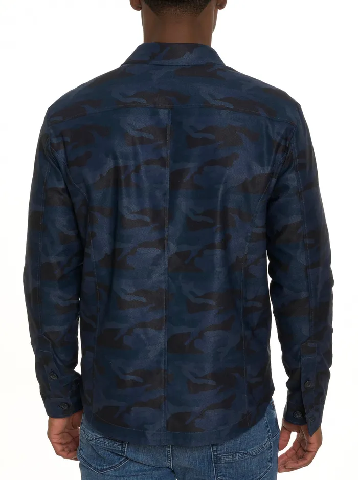 Robert Graham Long Sleeve Button Down Shirts Men FIORE SHIRT JACKET Navy
