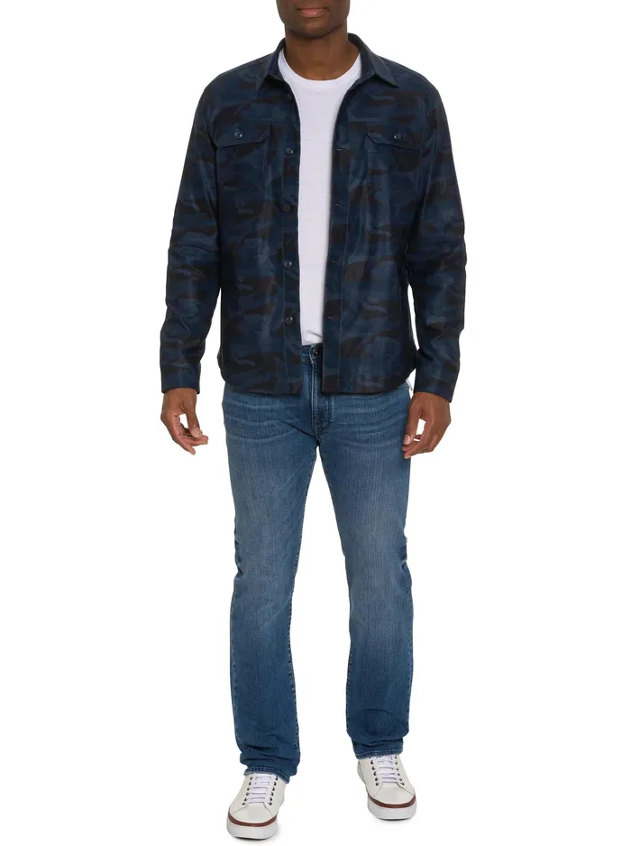 Robert Graham Long Sleeve Button Down Shirts Men FIORE SHIRT JACKET Navy