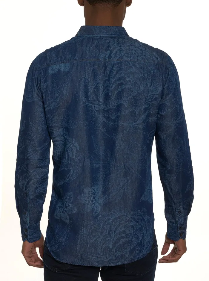 Robert Graham Long Sleeve Button Down Shirts Men FLOWER THROWER LONG SLEEVE BUTTON DOWN SHIRT Indigo