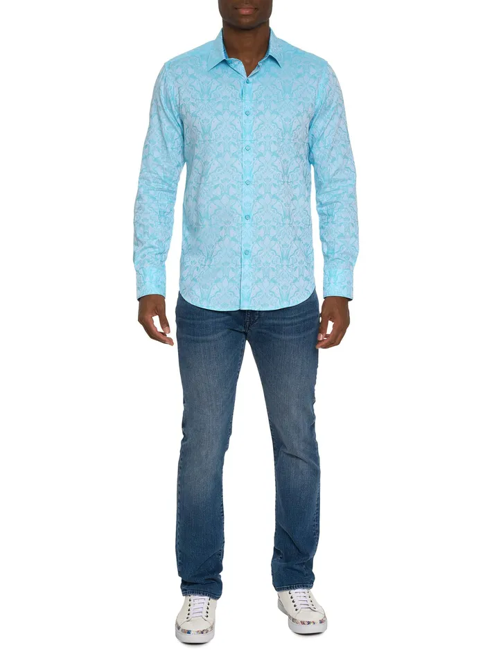 Robert Graham Long Sleeve Button Down Shirts Men HIGHLAND LONG SLEEVE BUTTON DOWN SHIRT Mint