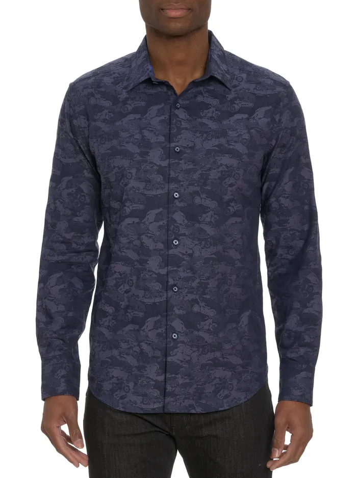 Robert Graham Long Sleeve Button Down Shirts Men JUNK YARD LONG SLEEVE BUTTON DOWN SHIRT Navy Robert Graham Long Sleeve Button Down Shirts Men JUNK YARD LONG SLEEVE BUTTON DOWN SHIRT Navy