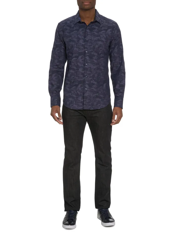 Robert Graham Long Sleeve Button Down Shirts Men JUNK YARD LONG SLEEVE BUTTON DOWN SHIRT Navy