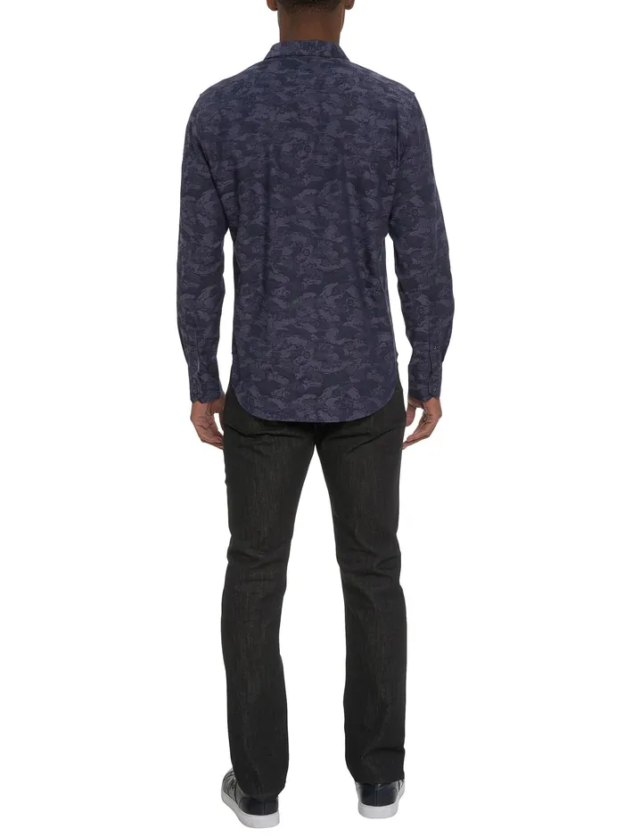 Robert Graham Long Sleeve Button Down Shirts Men JUNK YARD LONG SLEEVE BUTTON DOWN SHIRT Navy