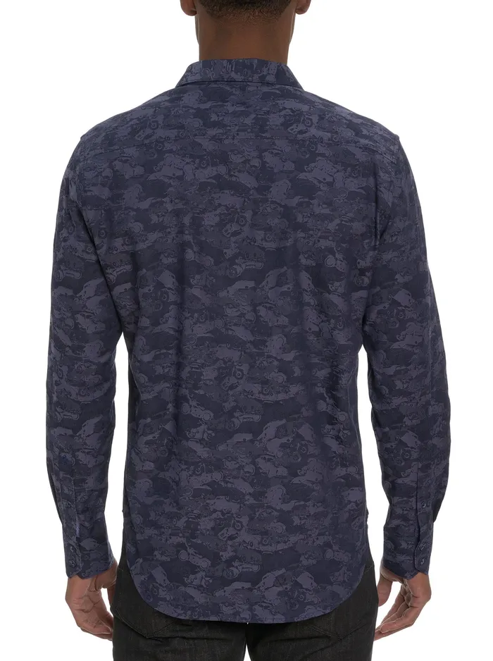 Robert Graham Long Sleeve Button Down Shirts Men JUNK YARD LONG SLEEVE BUTTON DOWN SHIRT Navy