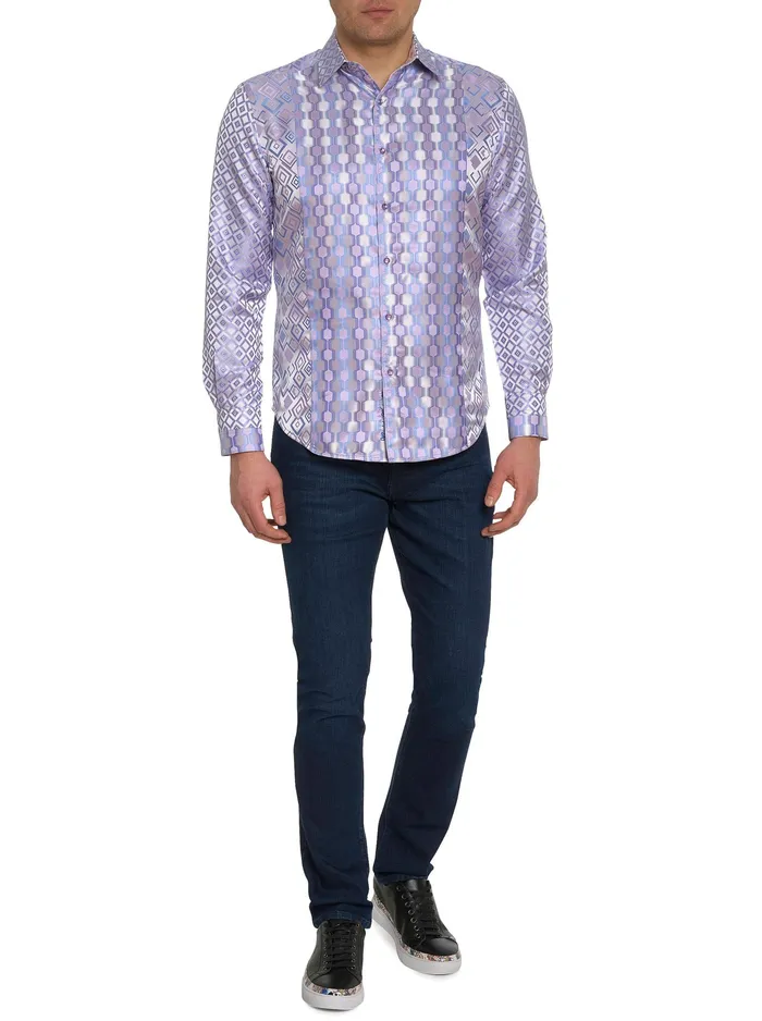 Robert Graham Long Sleeve Button Down Shirts Men LIMITED EDITION ENTREPRENEUR LONG SLEEVE BUTTON DOWN SHIRT Purple