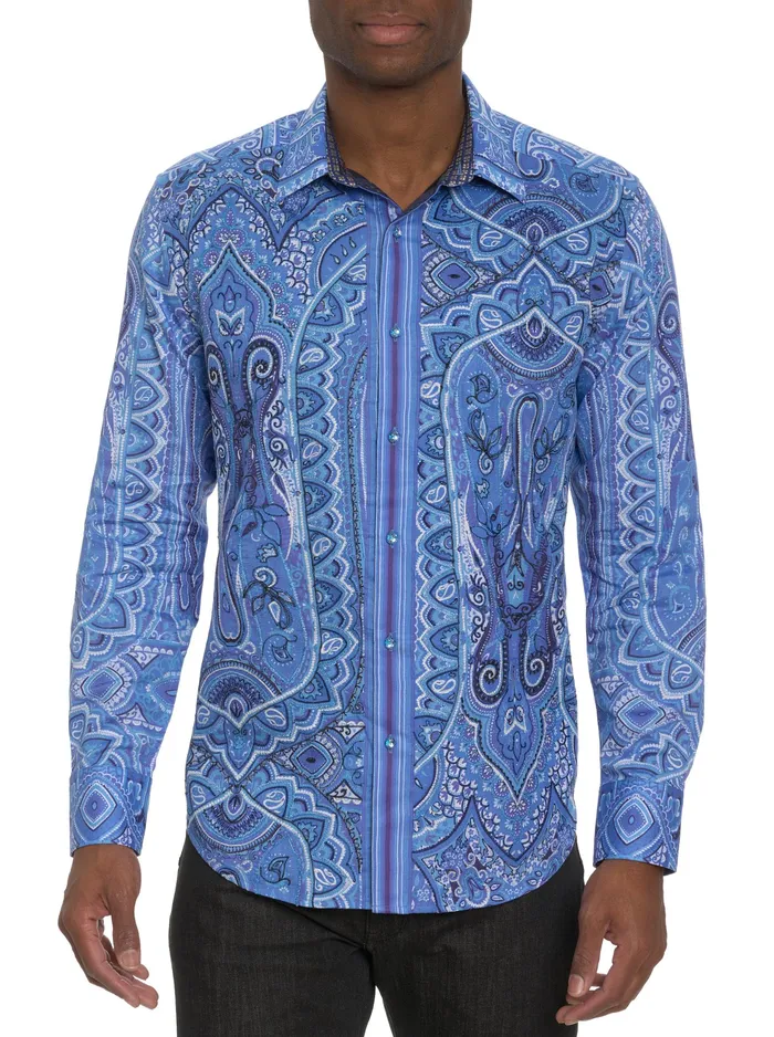 Robert Graham Long Sleeve Button Down Shirts Men LIMITED EDITION SINGING THE BLUES LONG SLEEVE BUTTON DOWN SHIRT Blue Robert Graham Long Sleeve Button Down Shirts Men LIMITED EDITION SINGING THE BLUES LONG SLEEVE BUTTON DOWN SHIRT Blue