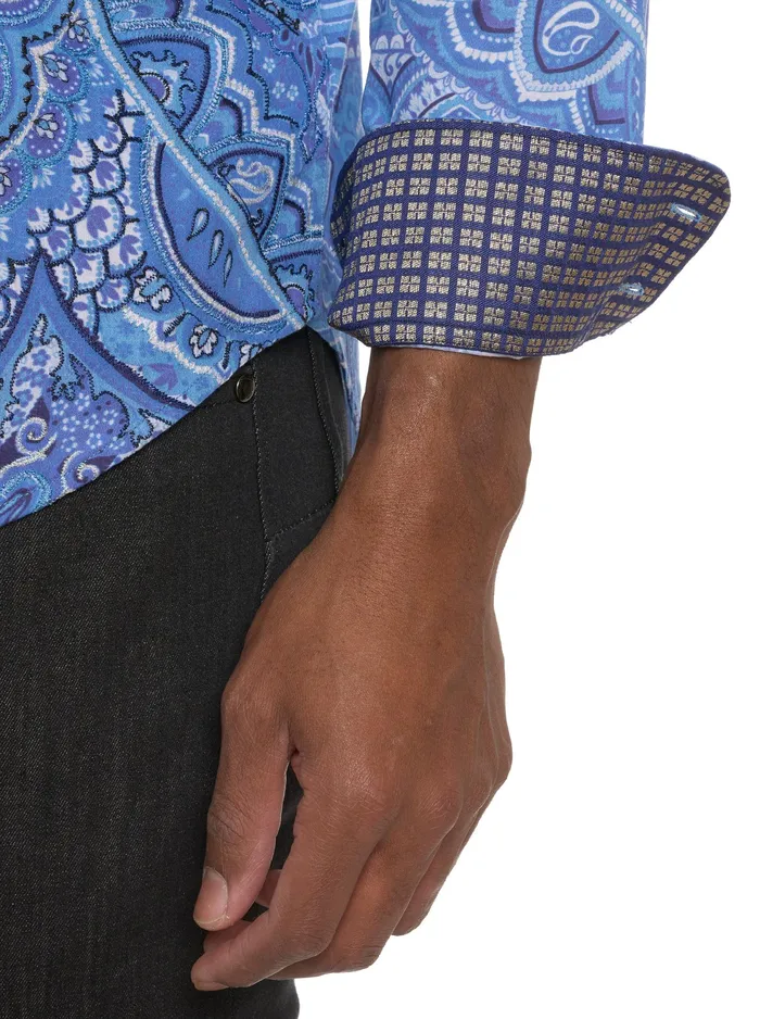 Robert Graham Long Sleeve Button Down Shirts Men LIMITED EDITION SINGING THE BLUES LONG SLEEVE BUTTON DOWN SHIRT Blue