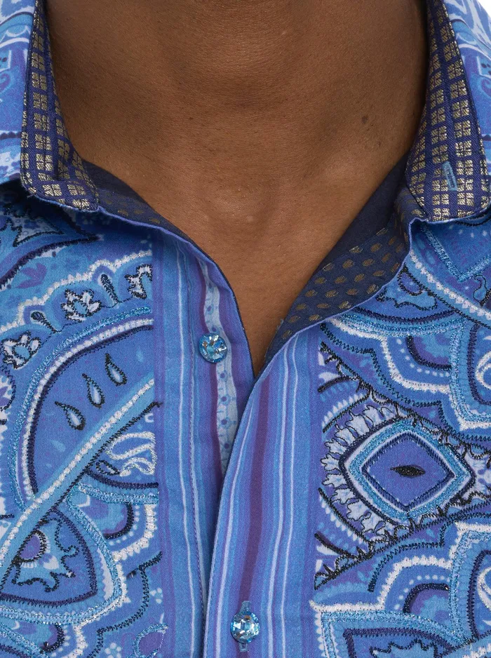 Robert Graham Long Sleeve Button Down Shirts Men LIMITED EDITION SINGING THE BLUES LONG SLEEVE BUTTON DOWN SHIRT Blue