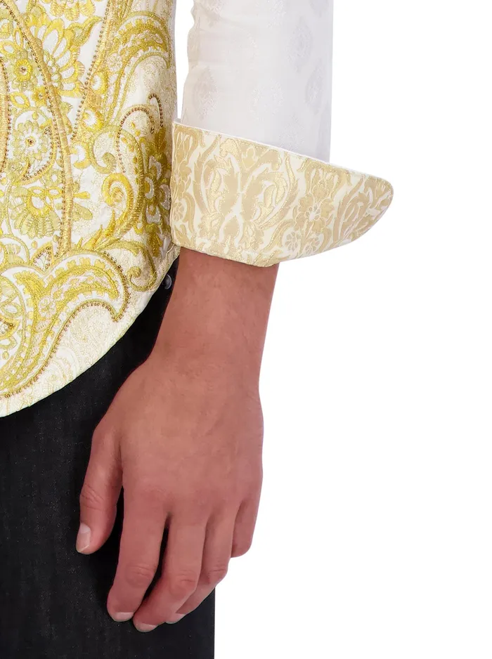 Robert Graham Long Sleeve Button Down Shirts Men LIMITED EDITION THE 24 KARAT LONG SLEEVE BUTTON DOWN SHIRT White
