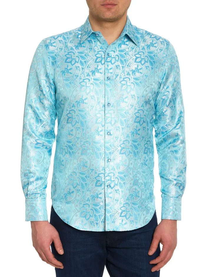 Robert Graham Long Sleeve Button Down Shirts Men LIMITED EDITION THE BLUE EYES LONG SLEEVE BUTTON DOWN SHIRT Light Blue Robert Graham Long Sleeve Button Down Shirts Men LIMITED EDITION THE BLUE EYES LONG SLEEVE BUTTON DOWN SHIRT Light Blue