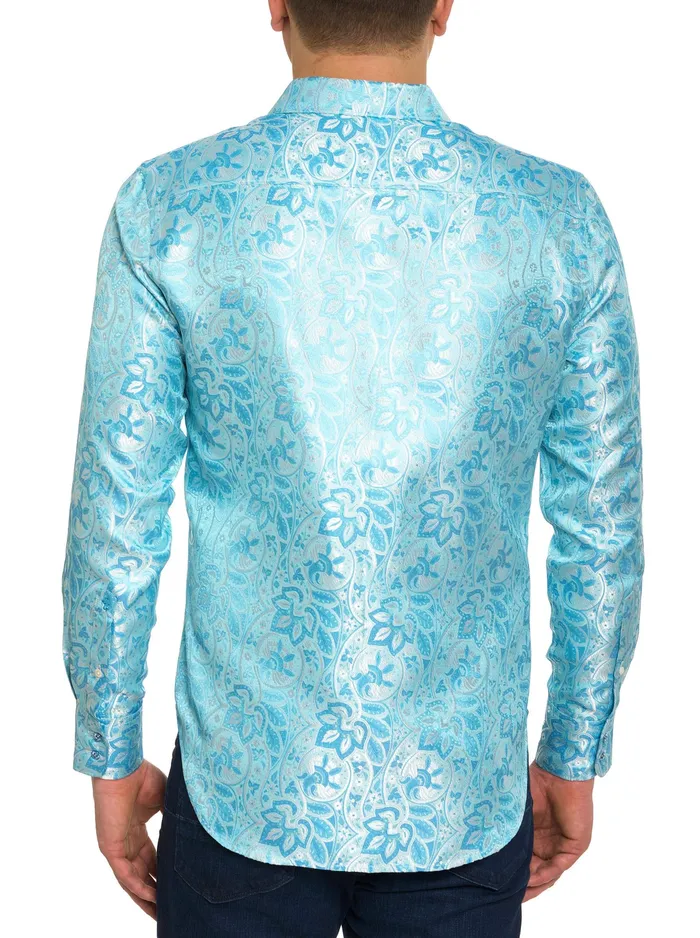 Robert Graham Long Sleeve Button Down Shirts Men LIMITED EDITION THE BLUE EYES LONG SLEEVE BUTTON DOWN SHIRT Light Blue