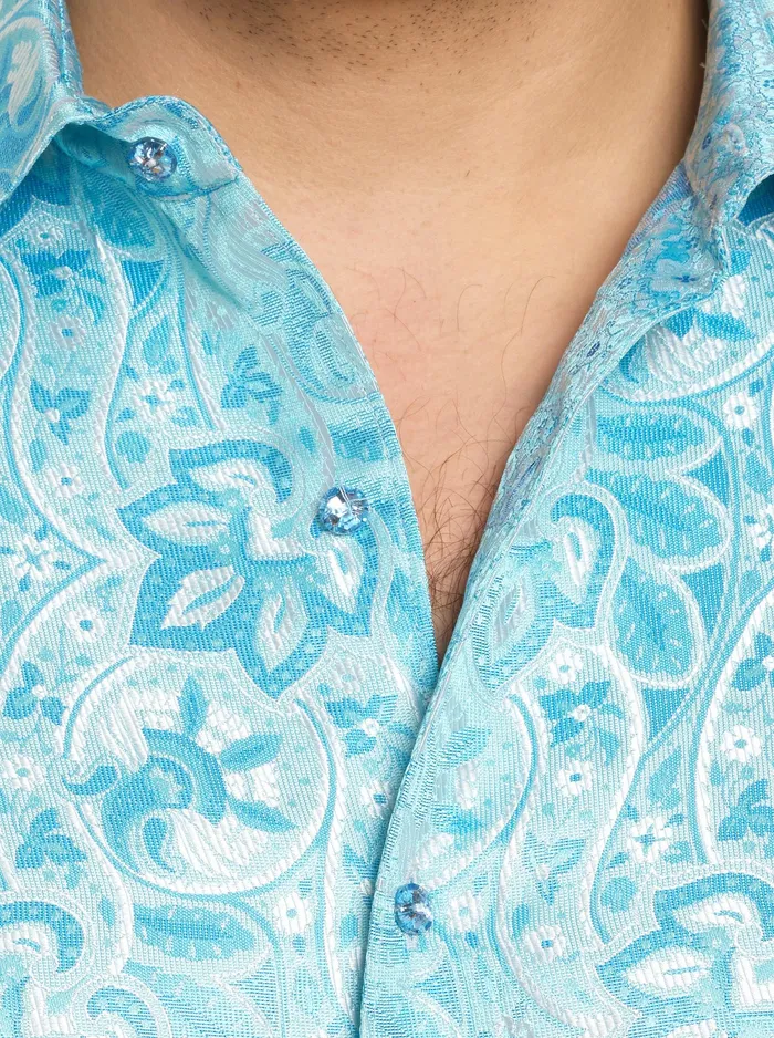 Robert Graham Long Sleeve Button Down Shirts Men LIMITED EDITION THE BLUE EYES LONG SLEEVE BUTTON DOWN SHIRT Light Blue