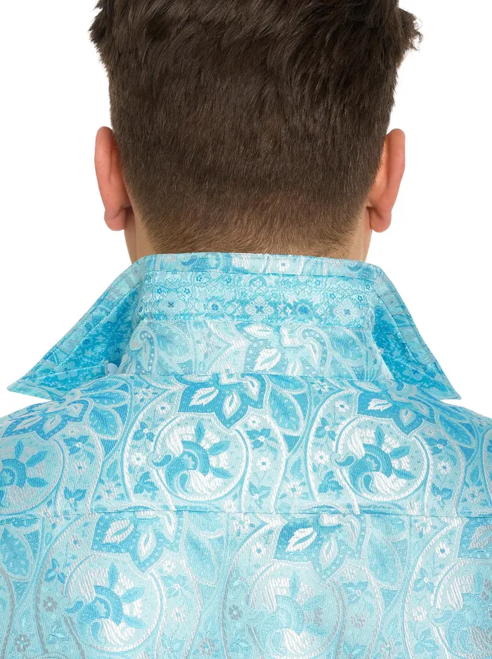 Robert Graham Long Sleeve Button Down Shirts Men LIMITED EDITION THE BLUE EYES LONG SLEEVE BUTTON DOWN SHIRT Light Blue