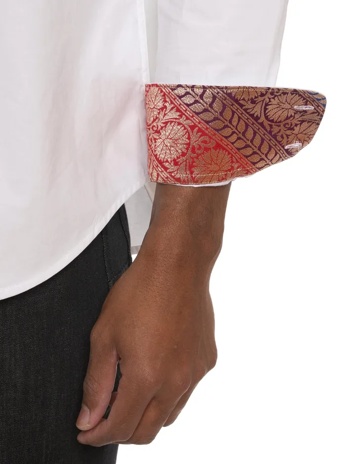 Robert Graham Long Sleeve Button Down Shirts Men LIMITED EDITION THE FINE FILIGREE LONG SLEEVE BUTTON DOWN SHIRT White