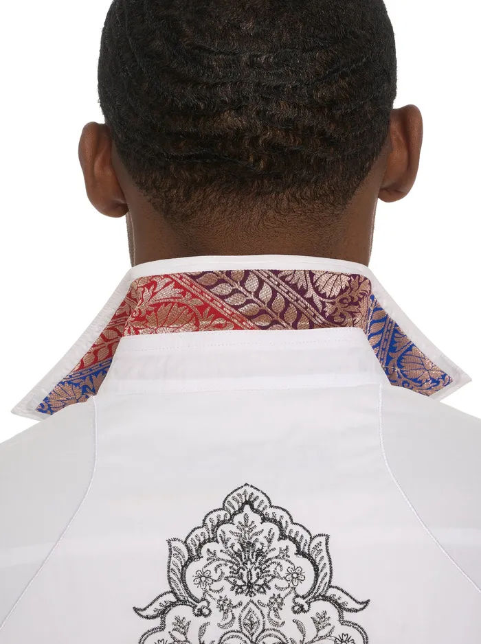 Robert Graham Long Sleeve Button Down Shirts Men LIMITED EDITION THE FINE FILIGREE LONG SLEEVE BUTTON DOWN SHIRT White