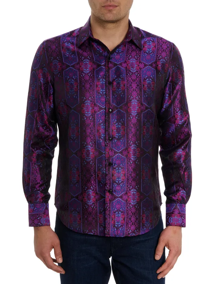 Robert Graham Long Sleeve Button Down Shirts Men LIMITED EDITION THE HIGH RENOWN BUTTON DOWN SHIRT Magenta